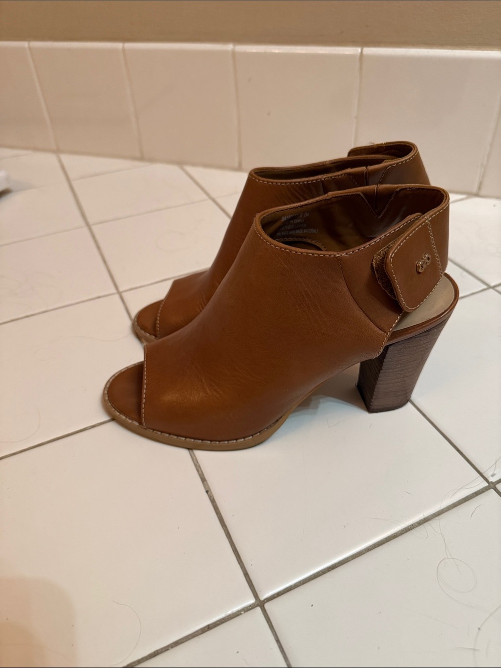 Cole Haan Tan Open-Toe Block Heel Ankle Bootie